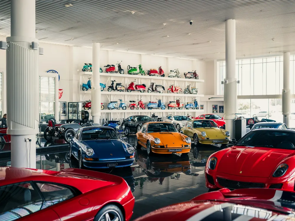 Cars in a showroom
